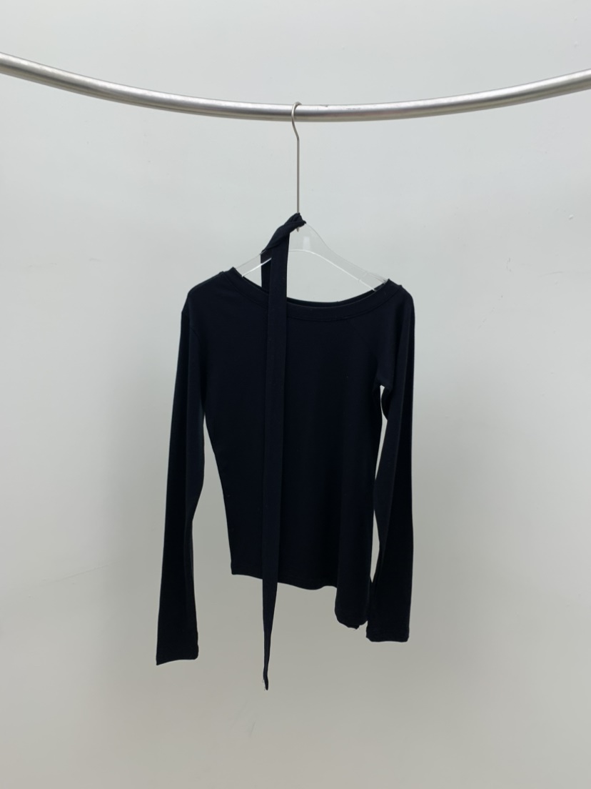 SEOLO韓國直郵㊣女裝新品熱賣休閑職業26春夏長袖T恤含脖帶圍巾Seolo seoul長袖T恤