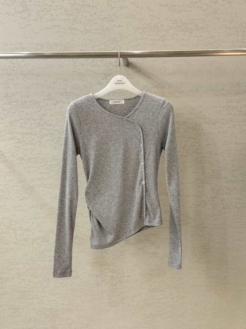 PLAYBUTTON-P㊣東大門實拍女裝新品時尚休閑職業26春夏長袖T恤PLAYBUTTON長袖T恤