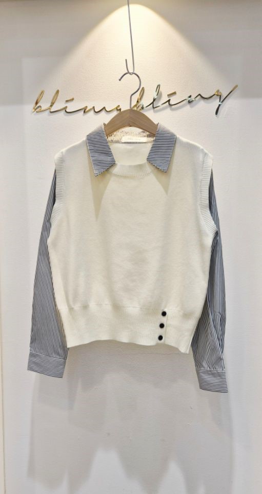 BLING BLING-S/RICO韓國代購㊣女士新款真品針織衫假兩件BLING BLING-S/RICO針織衫