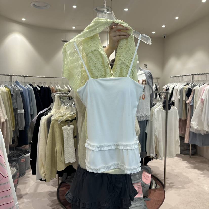 MIMME/LOOKK㊣東大門實拍女士新款時尚吊帶背心荷葉邊春款MIMME/LOOKK吊帶/背心