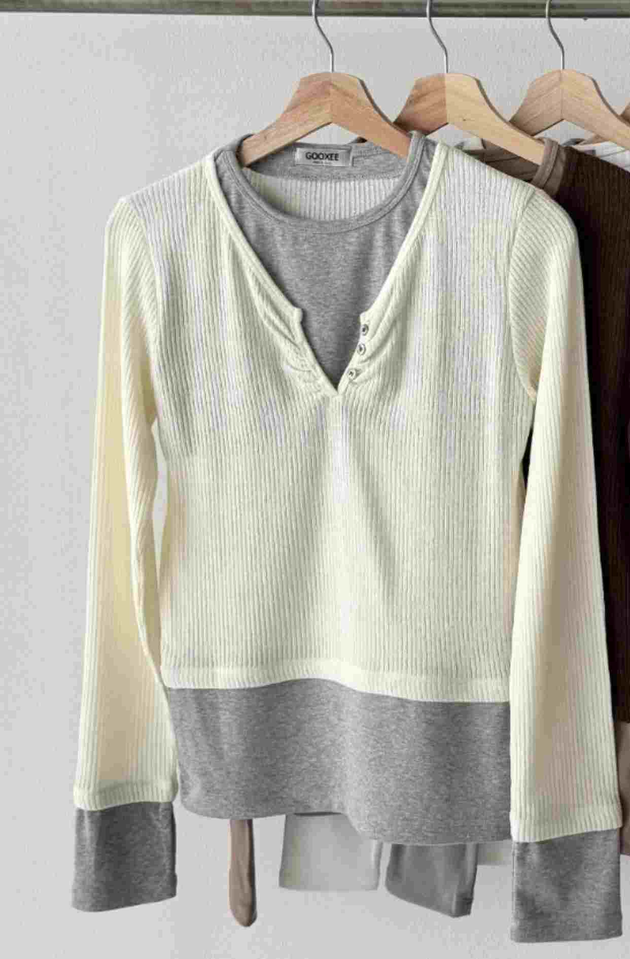 GUSSINE東大門直郵女士新品職業休閑人氣26春夏針織衫假兩件GUSSINE針織衫