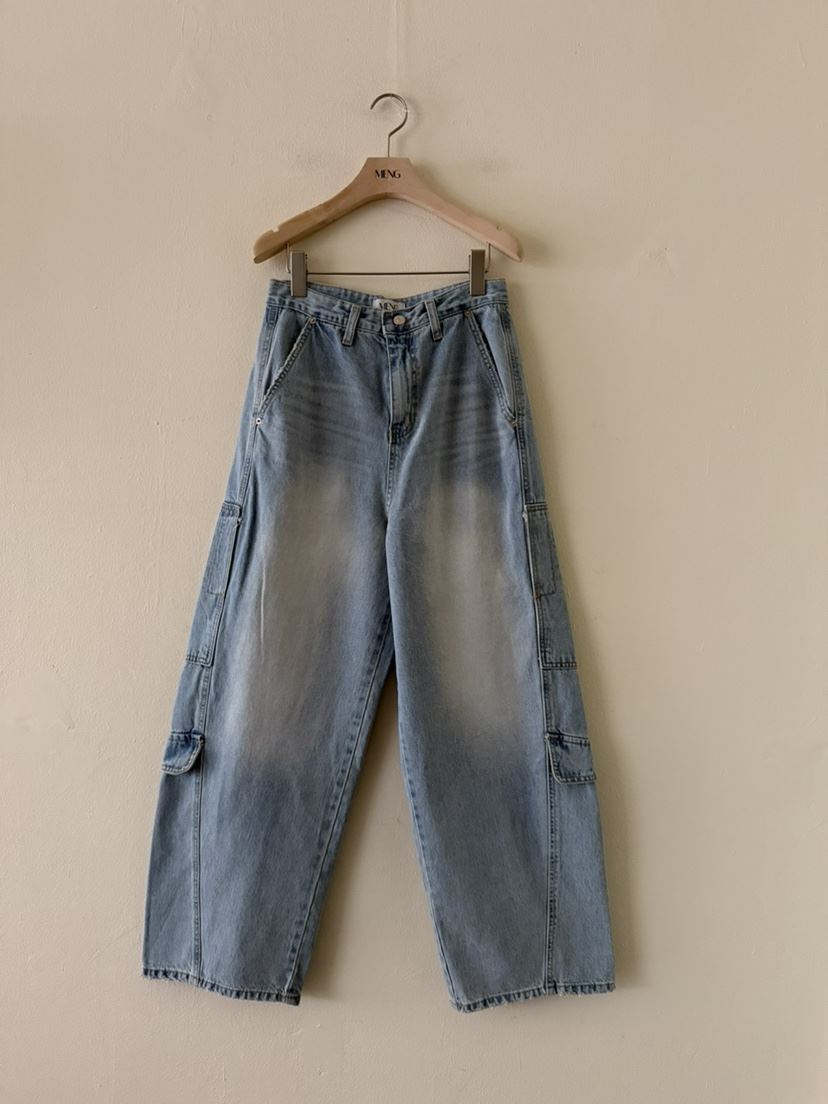 MENG韓國直郵女裝新款真品熱賣職業推薦休閑時尚牛仔褲口袋MENG牛仔褲