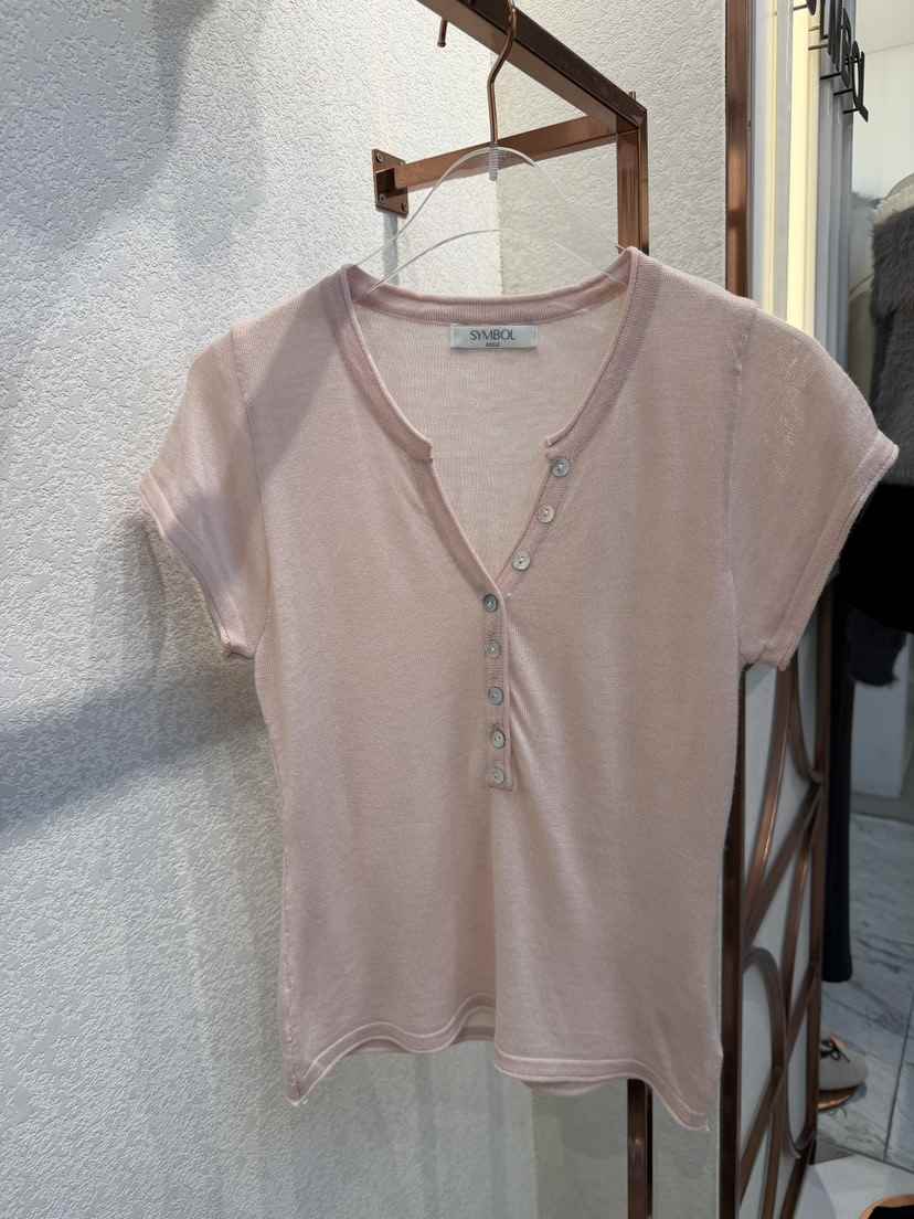 SYMBOL韓國代購女裝新品推薦時尚熱賣26春夏人氣職業T恤紐扣SYMBOLT恤