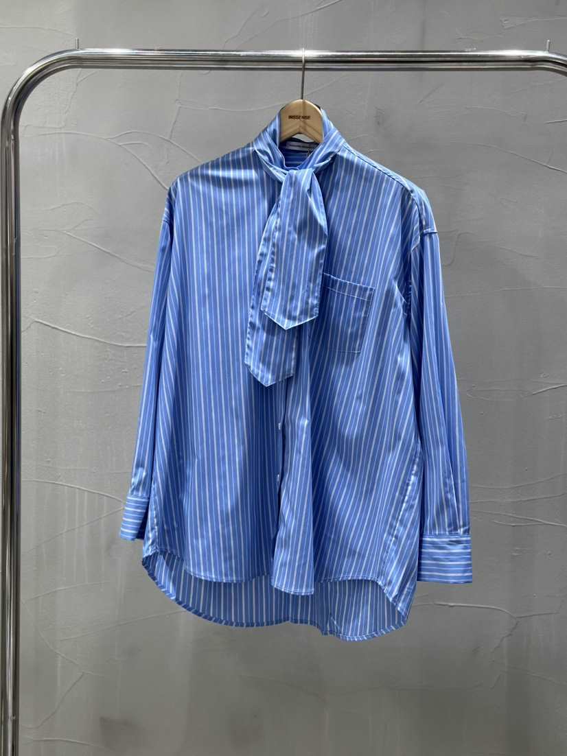 INSSENSE-A韓國代購女士新款真品推薦26春夏襯衫蕾絲衫條紋INSSENSE-A襯衫/蕾絲衫