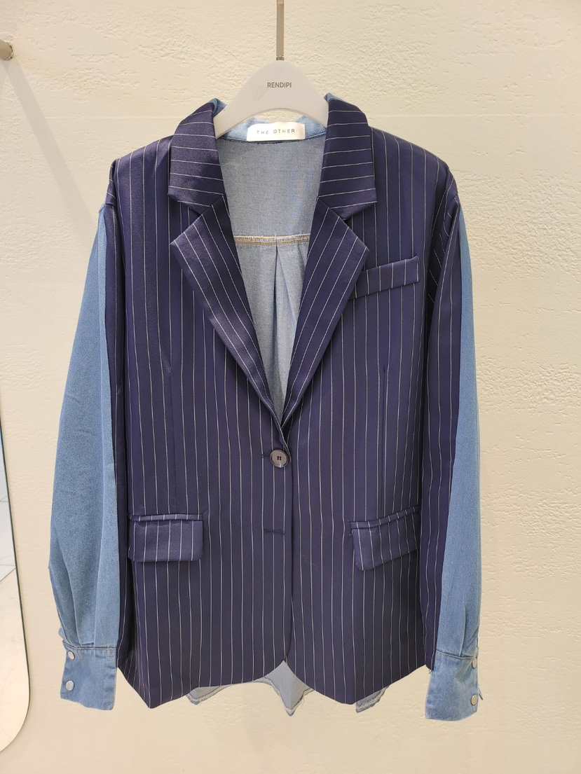 THE OTHER韓國代購女裝新品推薦時尚職業真品夾克春款條紋THE OTHER夾克