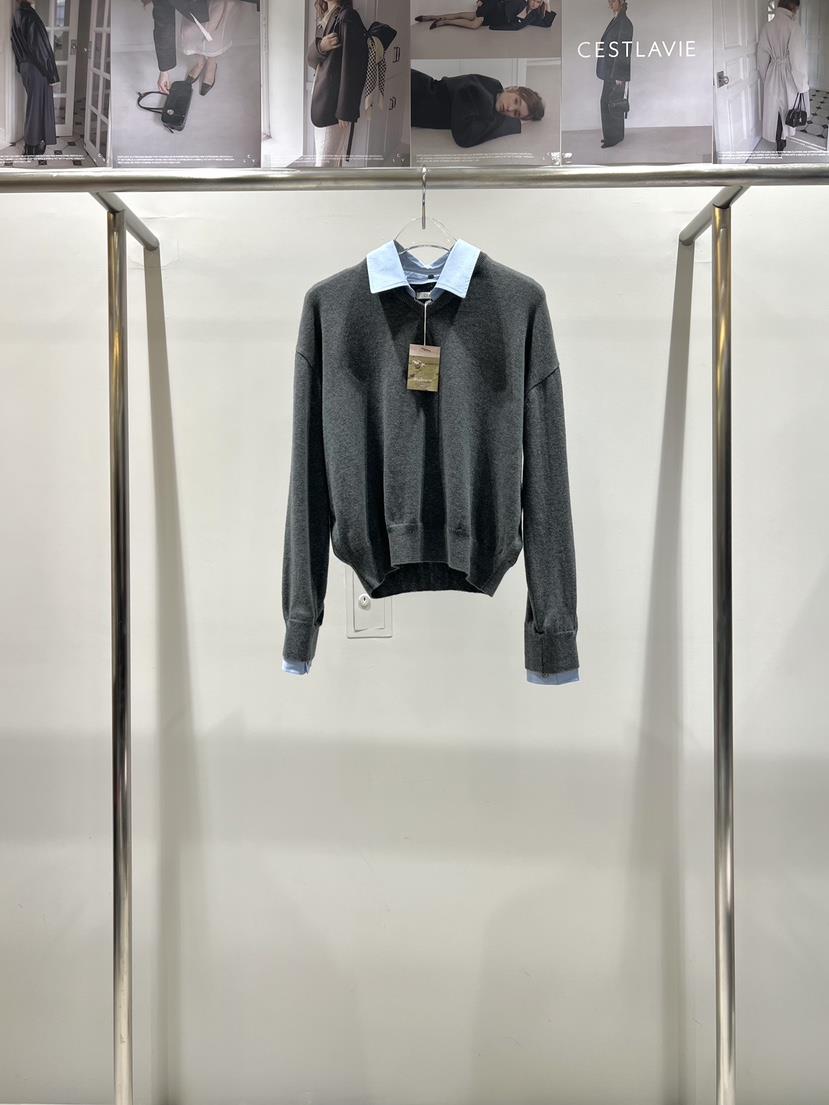 CESTLAVIE韓國直郵女士新品休閑針織衫可拆卸V領羊絨春款CESTLAVIE針織衫