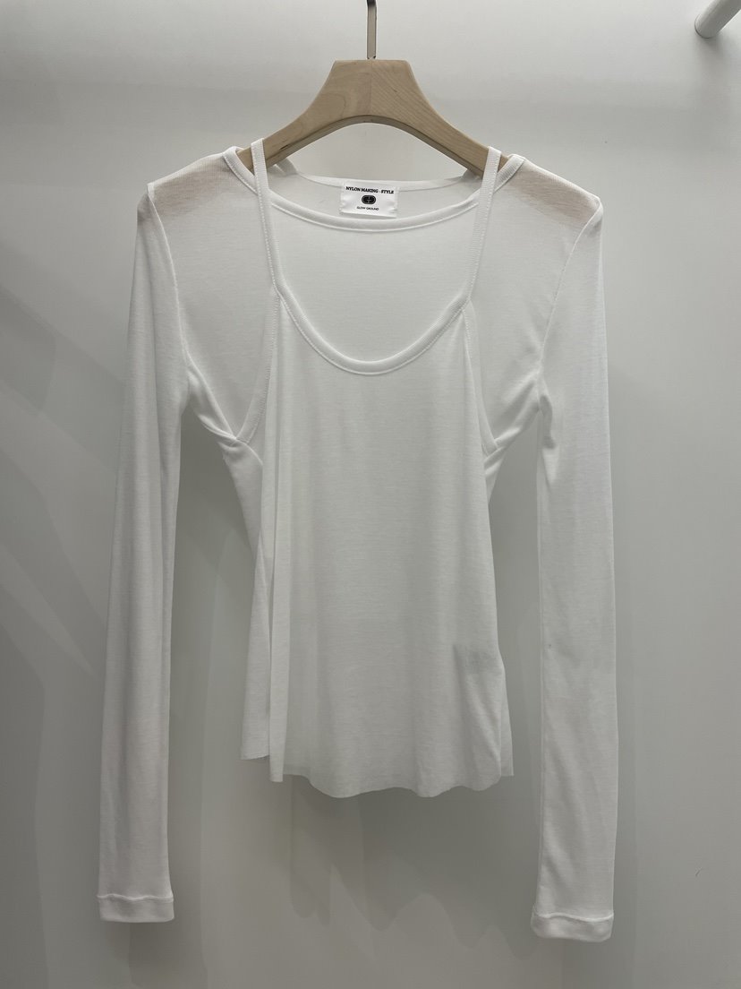 NYLON東大門實拍女士新品休閑人氣推薦長袖T恤假兩件春款NYLON長袖T恤