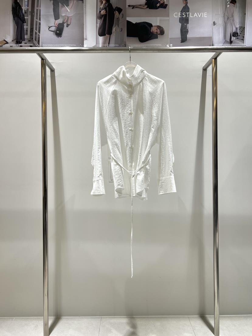 CESTLAVIE東大門代購女裝新款26春夏襯衫蕾絲衫含腰帶系帶春款CESTLAVIE襯衫/蕾絲衫