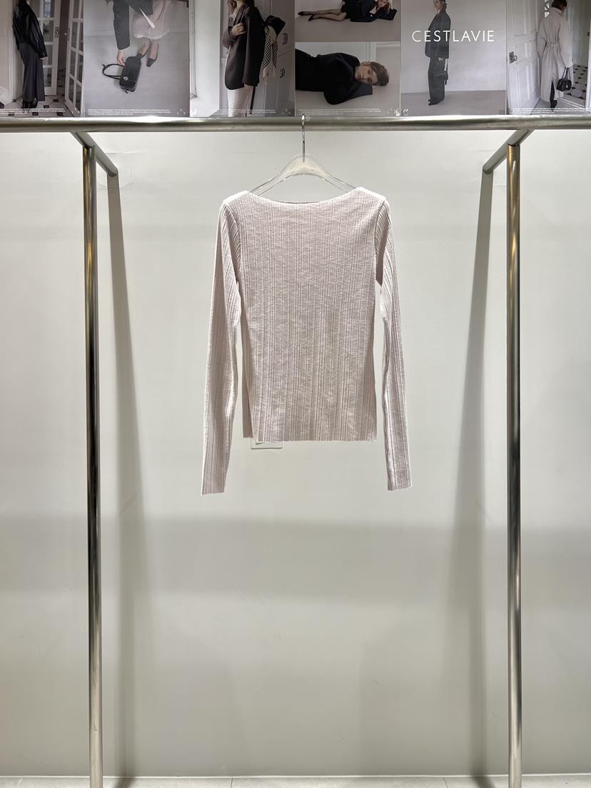 CESTLAVIE東大門實拍女裝新款休閑熱賣長袖T恤羊毛春款船領CESTLAVIE長袖T恤