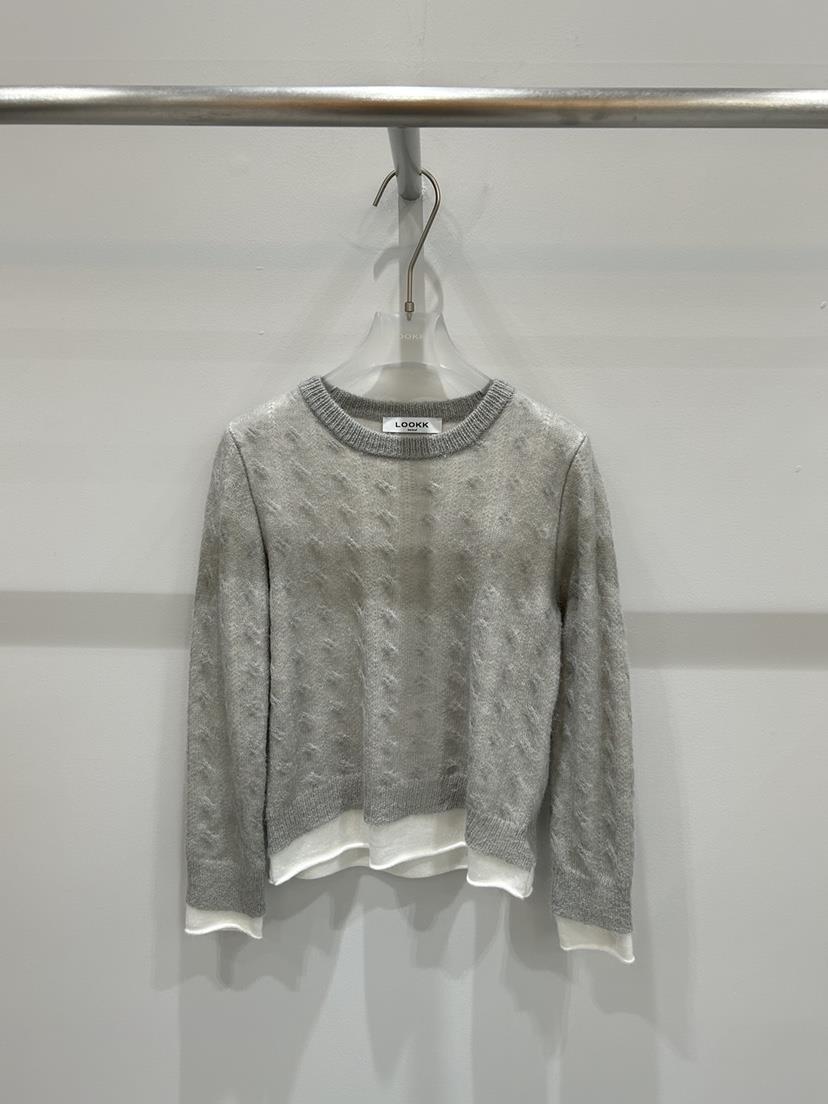 LOOKK/MIMME東大門代購女裝新款職業針織衫馬海毛春款雙層LOOKK/MIMME針織衫