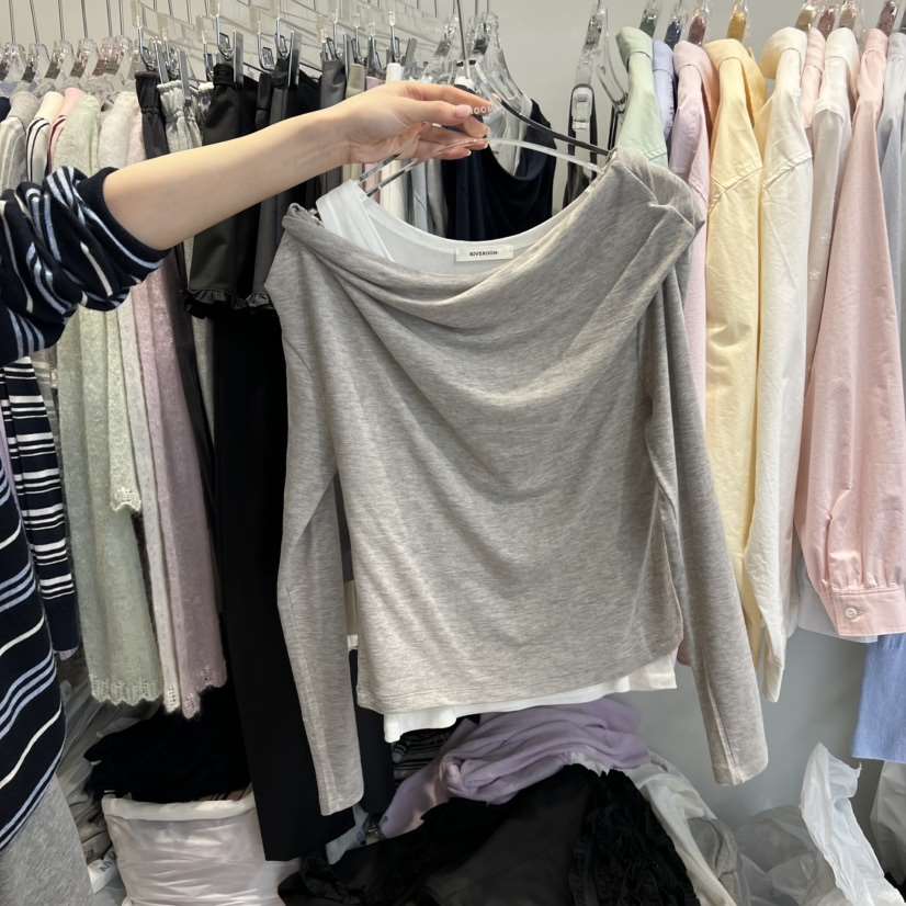RIVEROOM東大門實拍女裝新品職業休閑26春夏真品推薦長袖T恤RIVEROOM長袖T恤