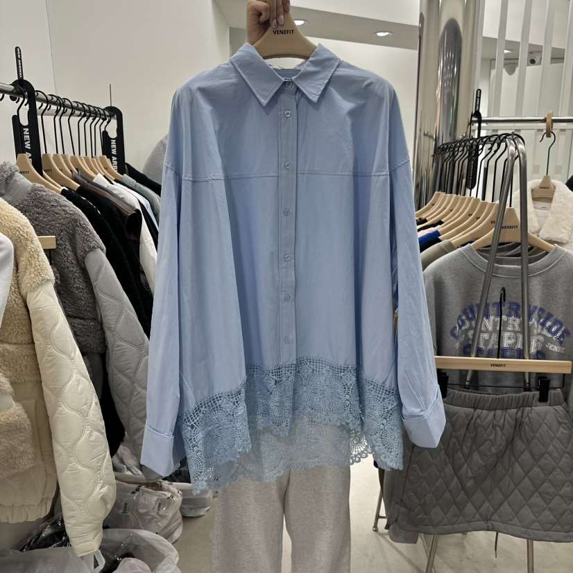 VENEFIT東大門實拍女士新品熱賣休閑真品襯衫蕾絲衫春款蕾絲VENEFIT/JENNIE襯衫/蕾絲衫