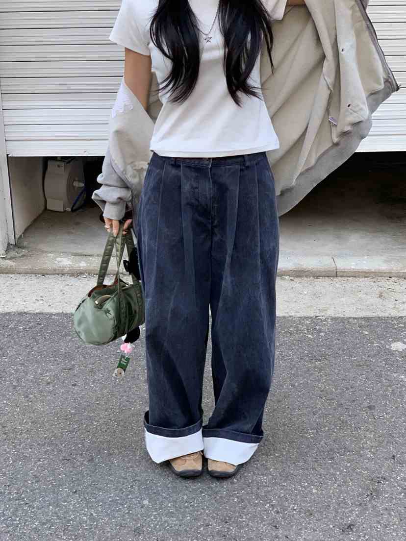 SUNDER MARKET韓國代購女裝新款休閑時尚人氣休閑褲褶裥SUNDER MARKET休閑褲