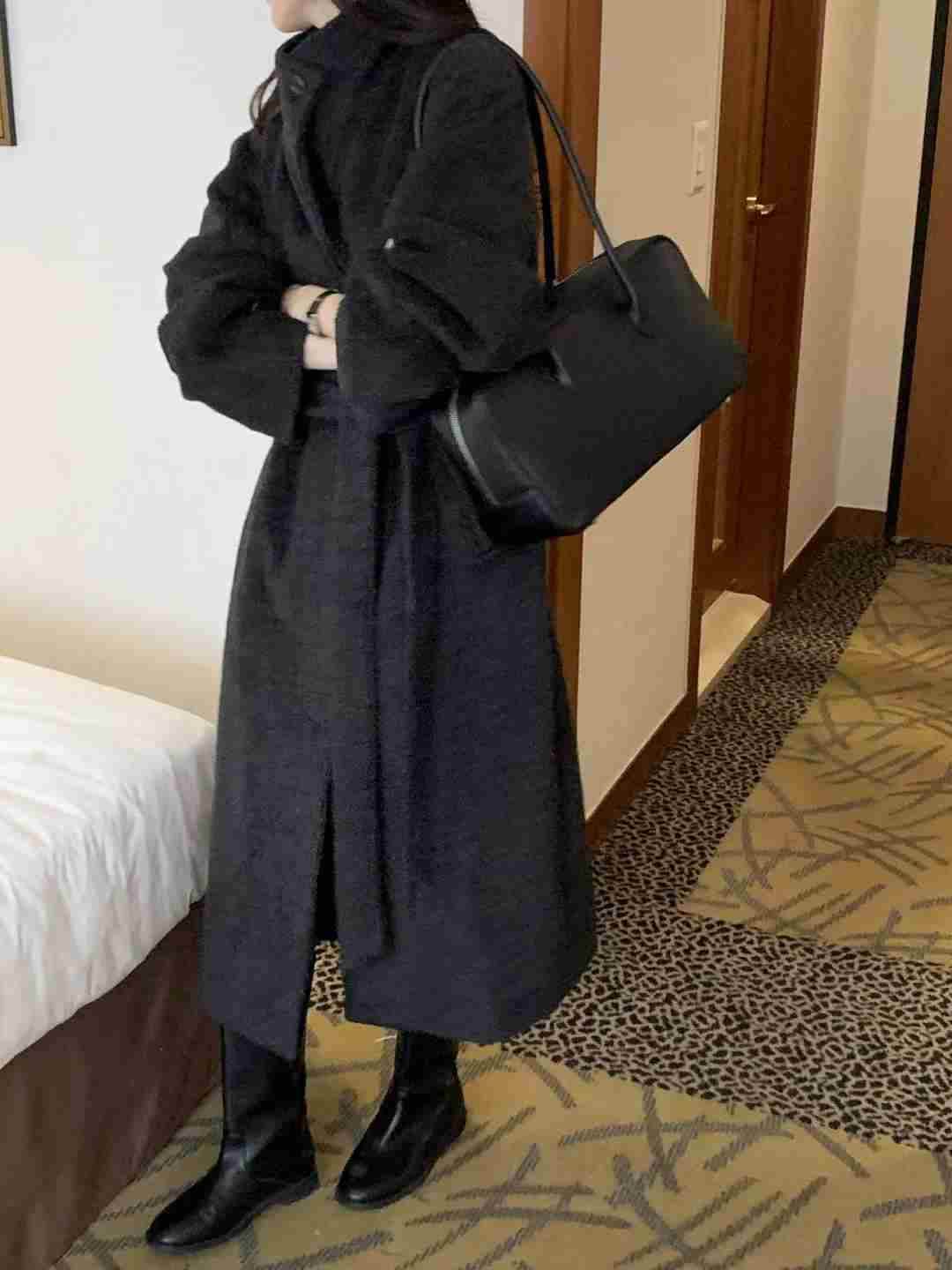 SATURDAY東大門直郵女士新品26春夏中長款大衣含腰帶高領SATURDAY中長款大衣