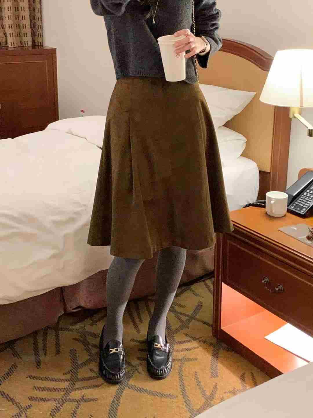 SATURDAY韓國直郵女裝新品26春夏推薦半身裙中短裙絨面革SATURDAY半身裙/中短裙