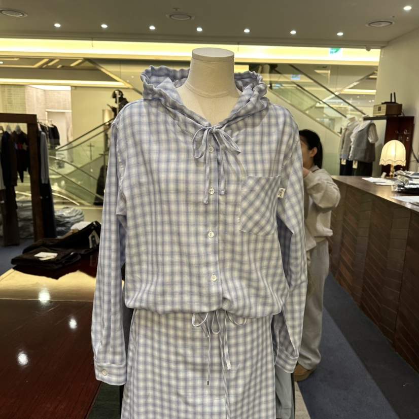 FURE韓國代購女裝新品推薦職業休閑襯衫蕾絲衫連帽衫格子FURE襯衫/蕾絲衫