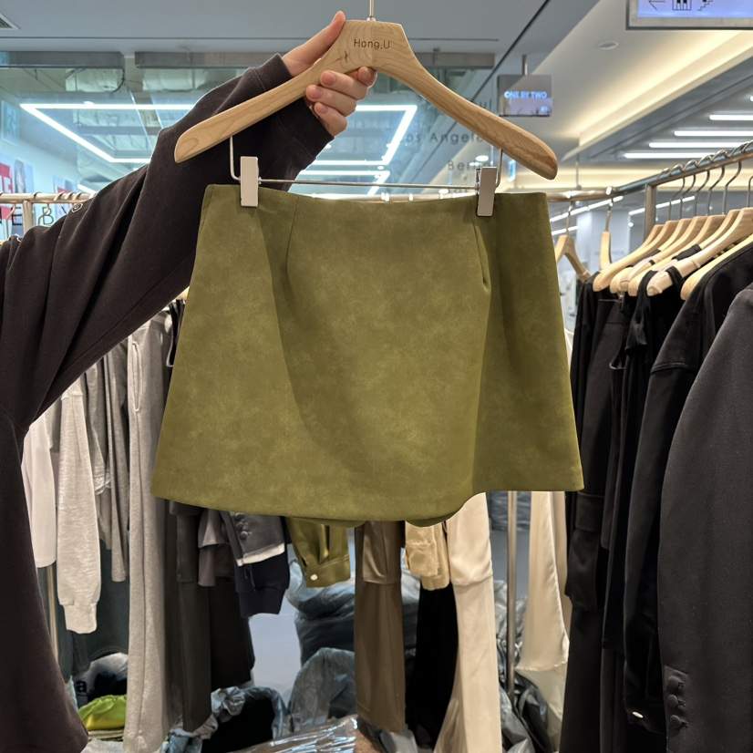 HONG.U韓國代購女士新品時尚職業推薦熱賣休閑人氣裙褲皮革HONG.U裙褲
