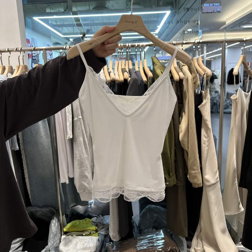HONG.U韓國直郵女裝新品休閑26春季推薦職業吊帶背心蕾絲HONG.U吊帶/背心