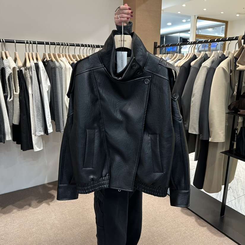 LE BUTTER東大門直郵女士新款時尚熱賣休閑皮衣皮革高領LE BUTTER皮衣