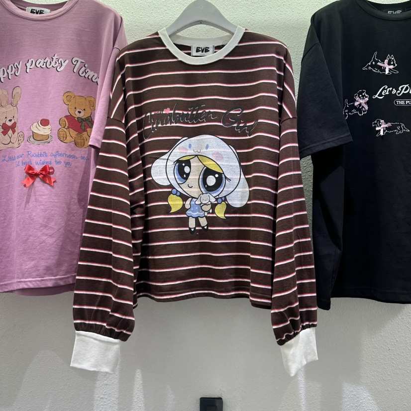 EVE東大門實拍女裝新款人氣推薦休閑26春季時尚長袖T恤絨EVE長袖T恤