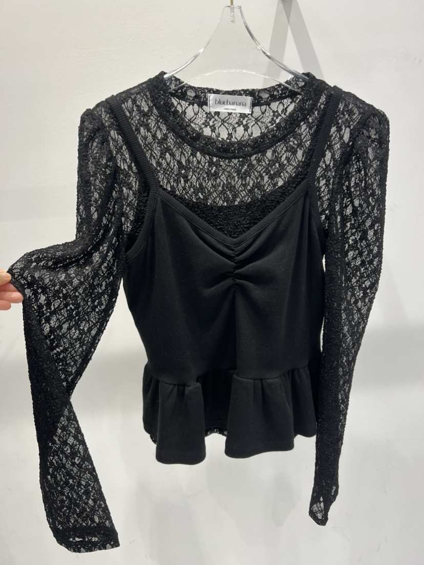 BLUE BANANA韓國直郵女裝新款26春季休閑時尚長袖T恤兩件套BLUE BANANA長袖T恤