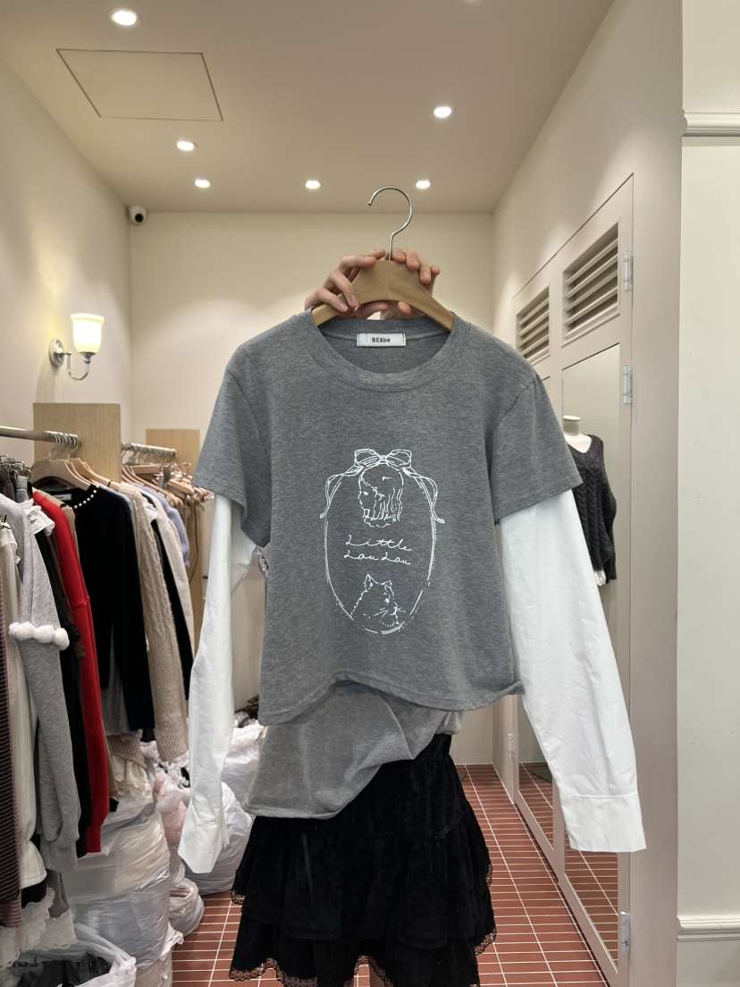 BE&amp;BE韓國直郵女士新款職業休閑推薦26春季人氣長袖T恤BE&be長袖T恤