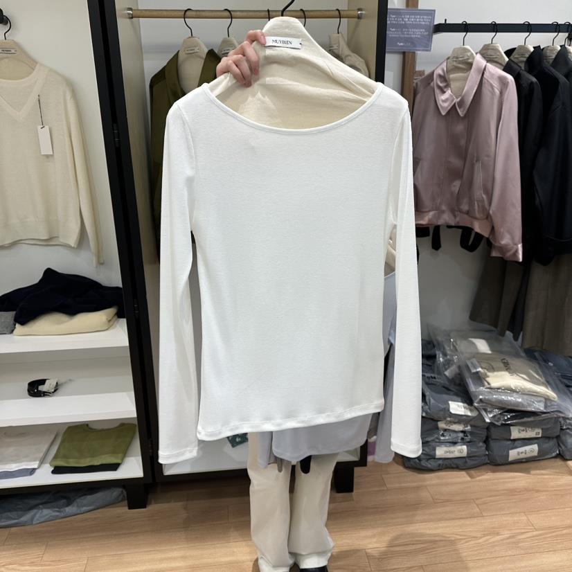 MUYBIEN韓國代購女裝新款人氣職業休閑時尚長袖T恤天絲圓領MUYBIEN長袖T恤