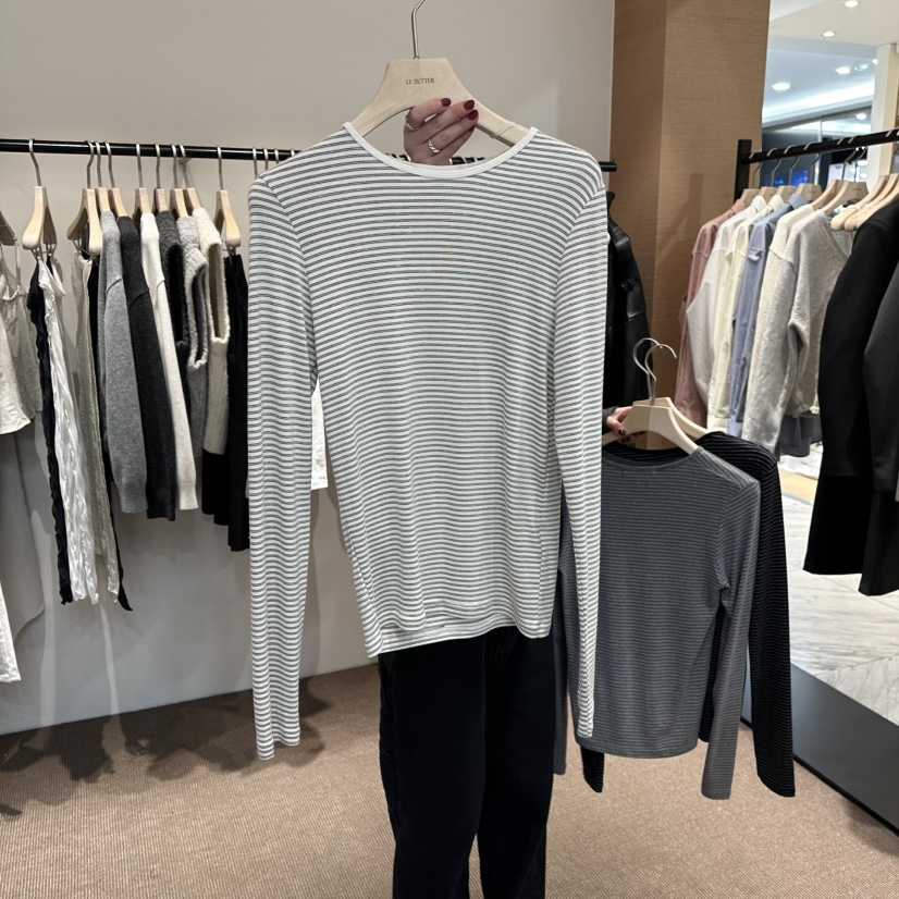 LE BUTTER東大門實拍女士新款熱賣休閑26春季長袖T恤條紋LE BUTTER長袖T恤