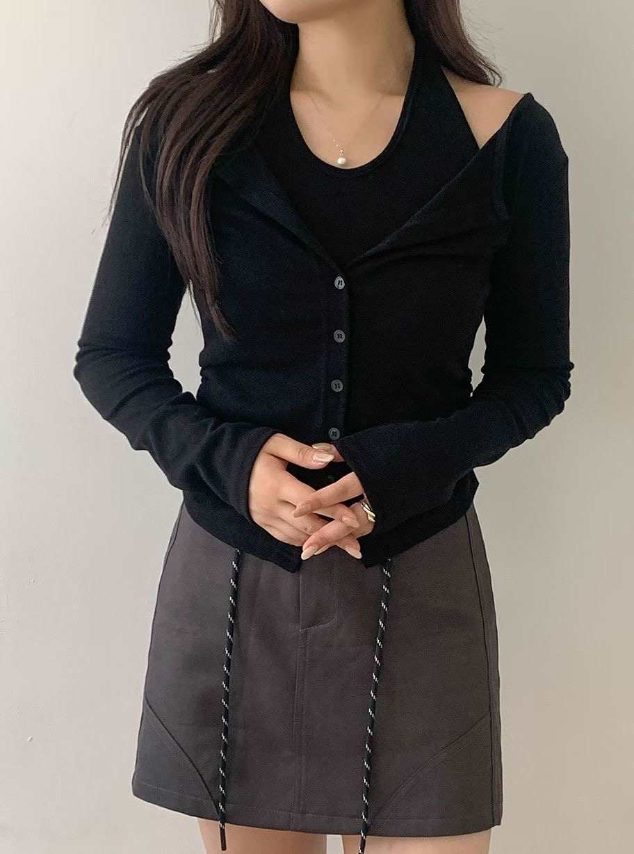 BLUSHER韓國直郵女士新款推薦熱賣休閑真品長袖T恤假兩件BLUSHER長袖T恤