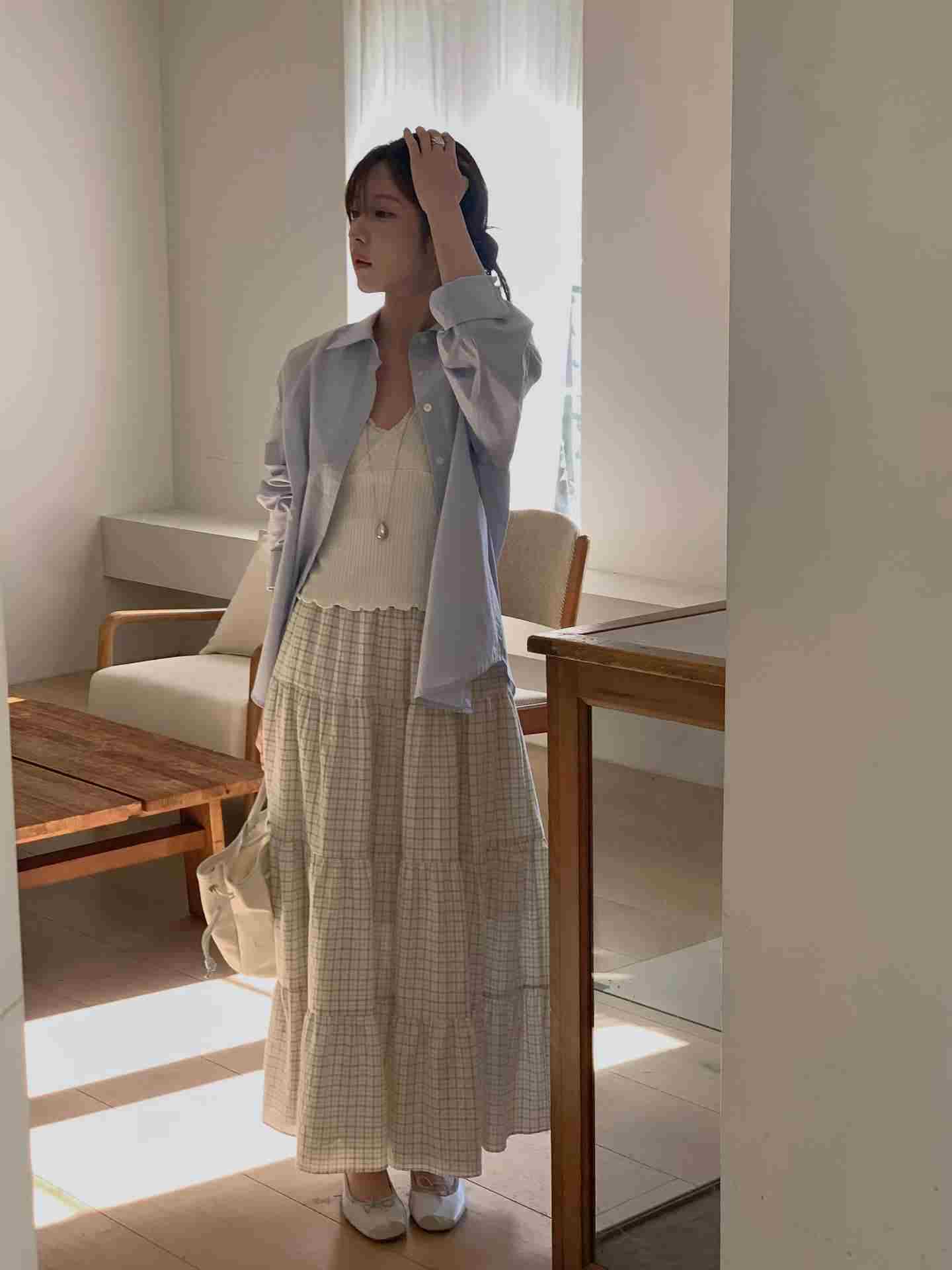 MIELLE-미엘르-OT韓國直郵女裝新品熱賣休閑職業長裙系帶MIELLE-미엘르-OT長裙