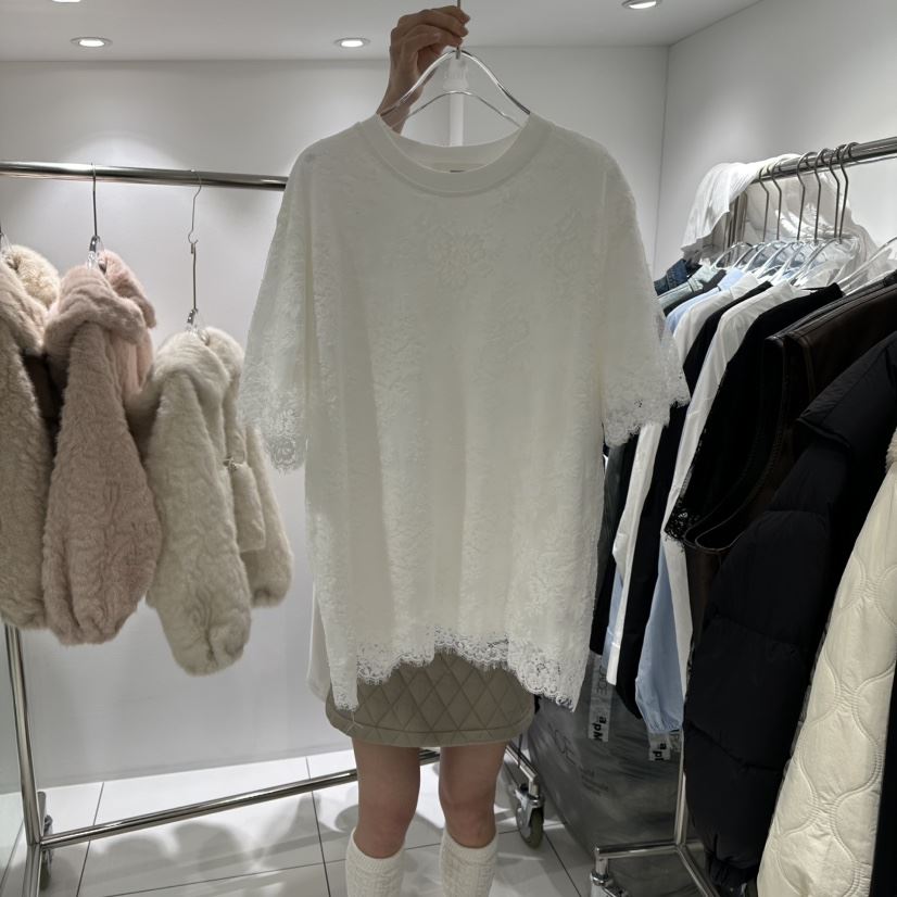 JENNIE東大門代購女士新品推薦熱賣26春夏休閑T恤花朵蕾絲JENNIE/VENEFITT恤