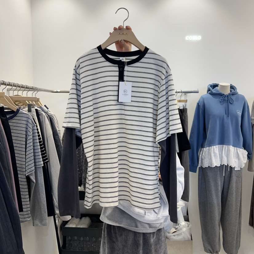 TAN&amp;COMO東大門代購女裝新品真品休閑長袖T恤假兩件tan-COMO長袖T恤