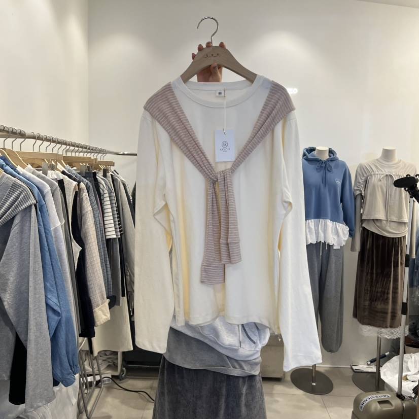 TAN&amp;COMO韓國直郵女裝新款休閑時尚26春夏真品長袖T恤tan-COMO長袖T恤