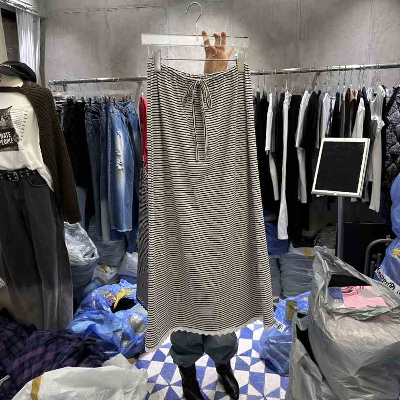 AMOUR東大門直郵女裝新款時尚休閑人氣26春夏真品長裙條紋AMOUR長裙