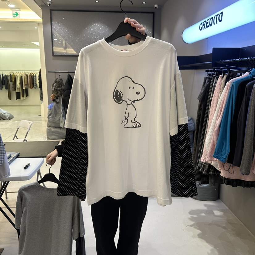 CREDITO東大門代購女裝新品推薦26春夏時尚長袖T恤假兩件CREDITO長袖T恤