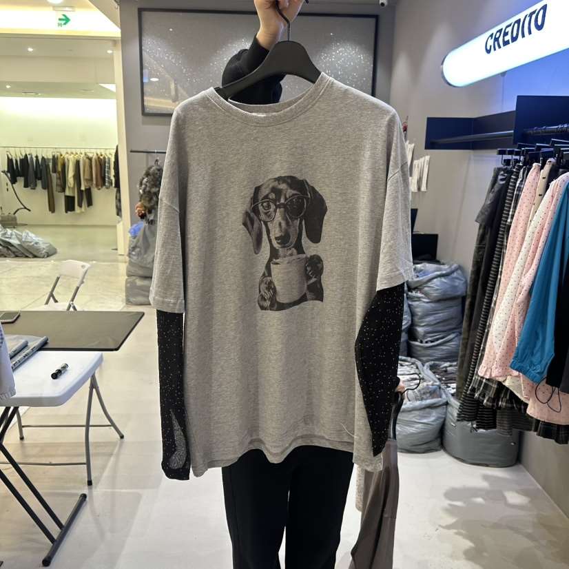 CREDITO韓國代購女士新品人氣時尚26春夏熱賣推薦長袖T恤CREDITO長袖T恤