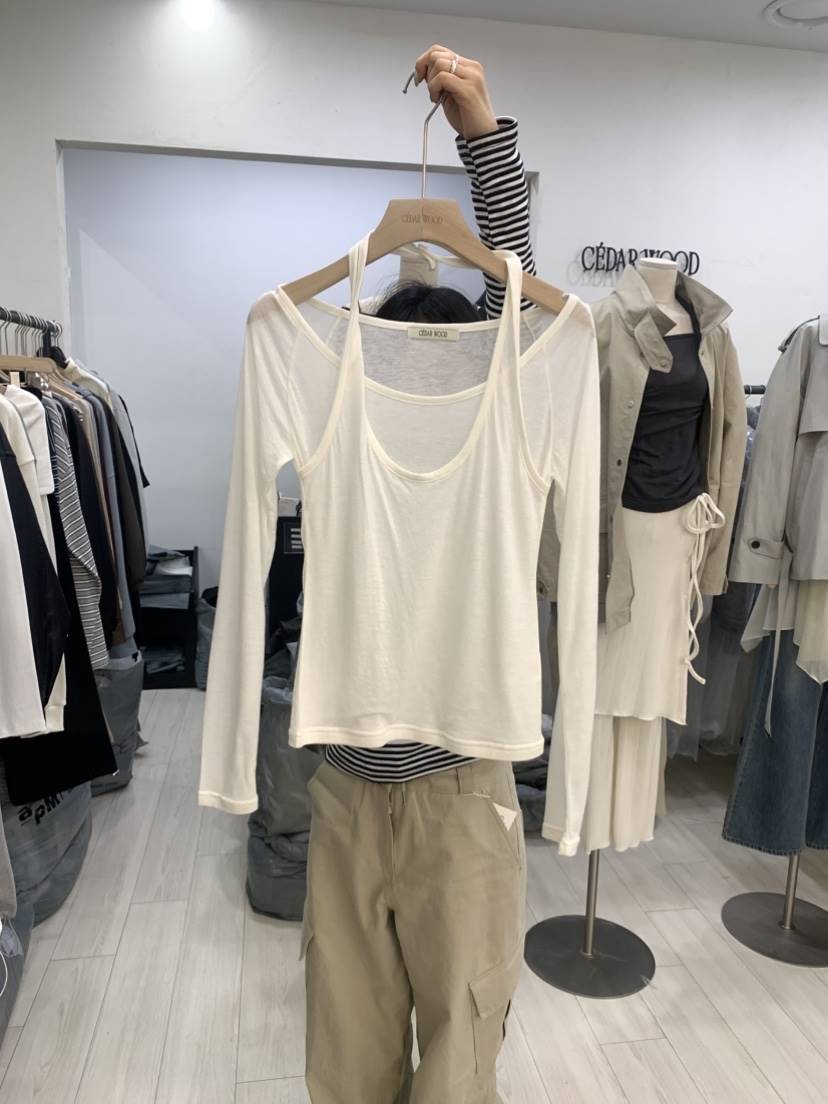 CEDARWOOD東大門代購女裝新品熱賣推薦休閑真品長袖T恤露肩CEDAR WOOD長袖T恤