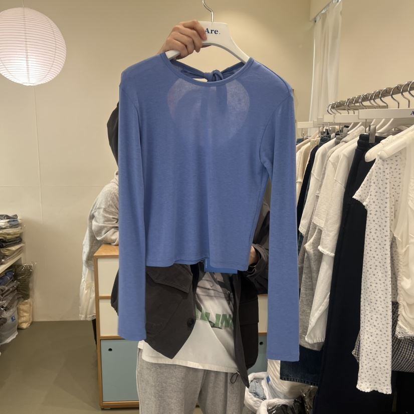 ARE韓國代購女裝新品休閑人氣時尚26春夏真品長袖T恤系帶ARE YOU/ARE長袖T恤