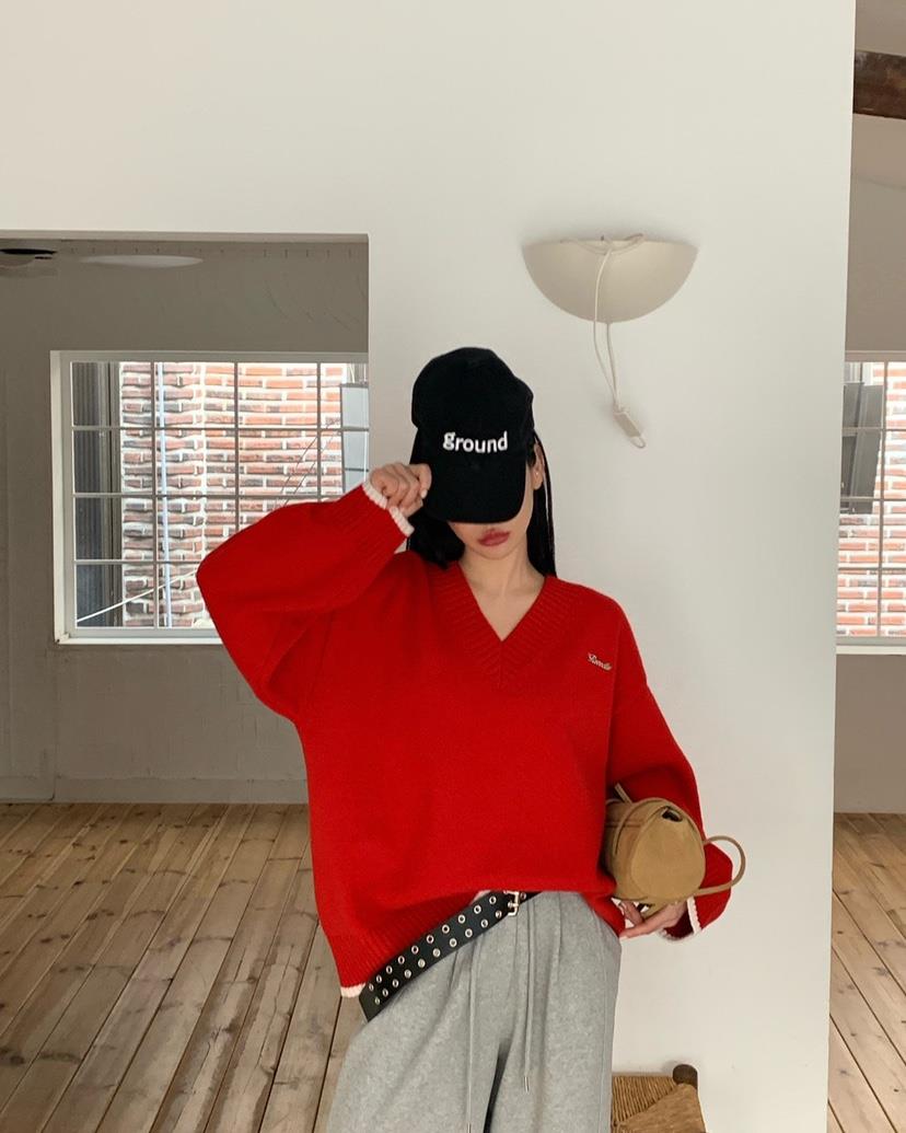 REVE CITE-L韓國直郵女裝新品26春夏真品職業針織衫V領REVE CITE-L針織衫