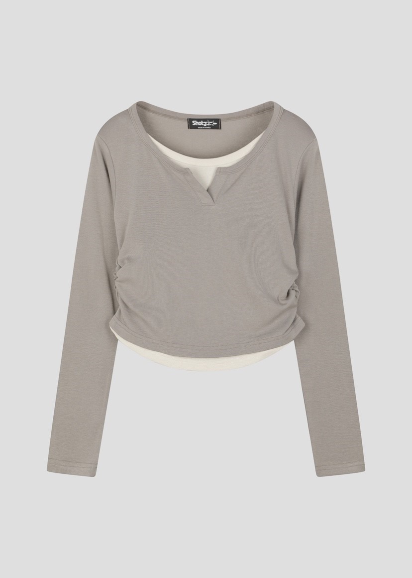 SHOTGUN韓國代購女裝新品真品人氣職業時尚長袖T恤假兩件SHOTGUN長袖T恤