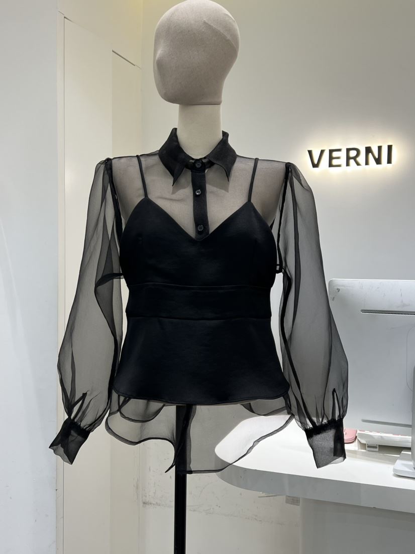 VERNI東大門直郵女裝新款26春夏熱賣人氣休閑襯衫蕾絲衫透視VERNI襯衫/蕾絲衫