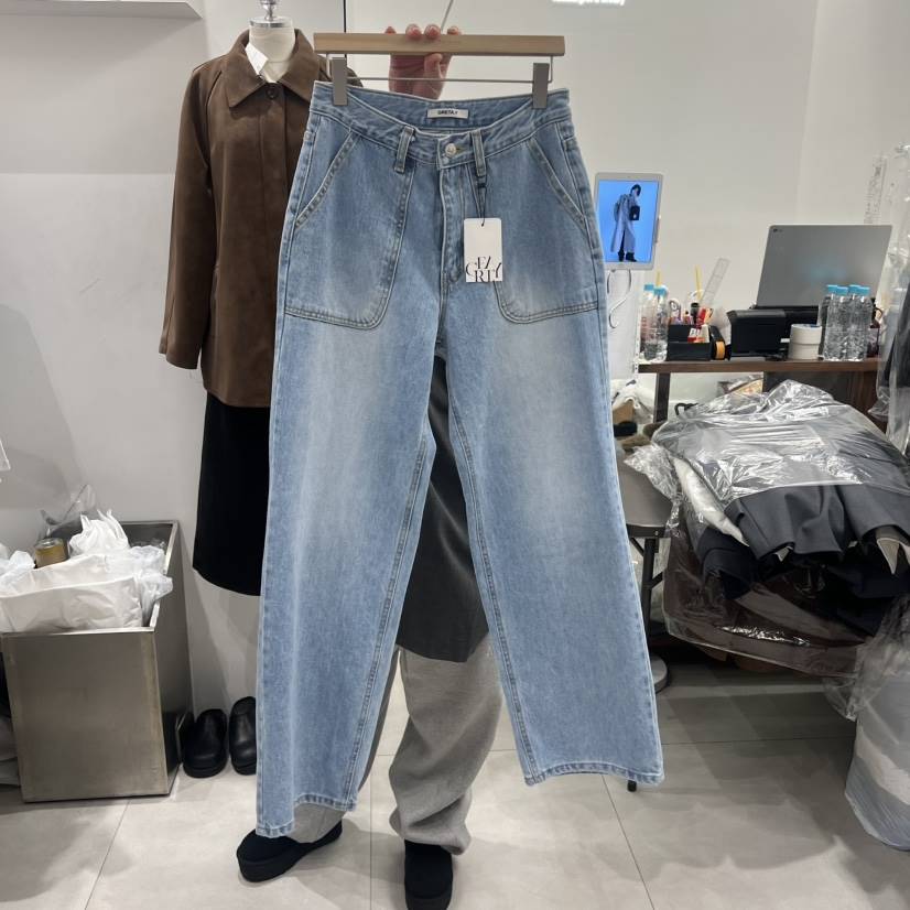 ANN MARGRET韓國直郵女士新款熱賣牛仔褲直筒褲GRETA.Y牛仔褲