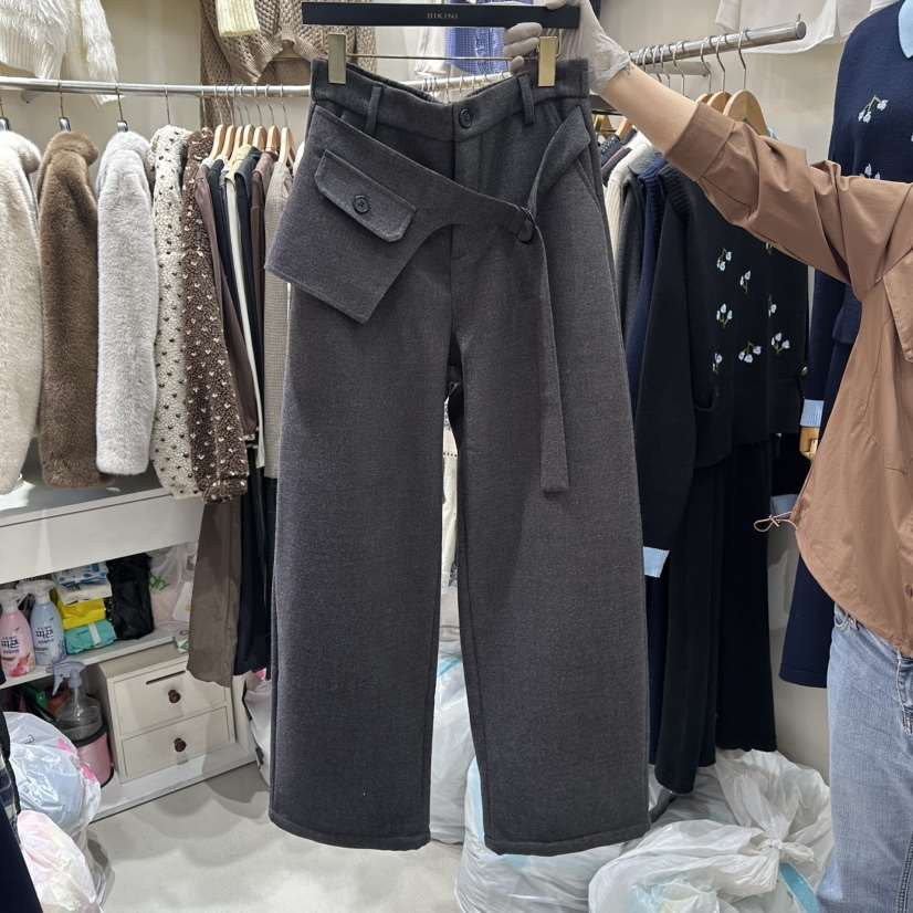 BIKINI東大門實拍女裝新品人氣26春夏時尚休閑褲口袋抓絨BIKINI休閑褲