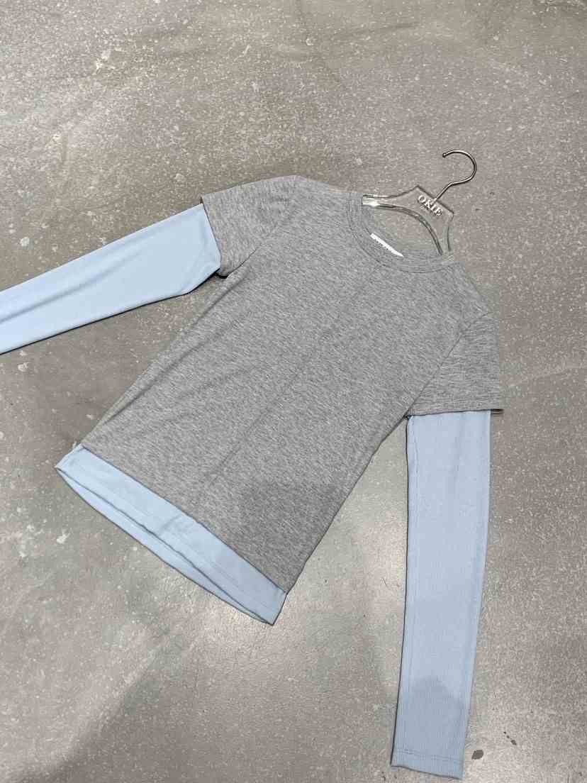 OKIE韓國直郵女士新款26春夏推薦時尚職業熱賣長袖T恤假兩件OKIE長袖T恤