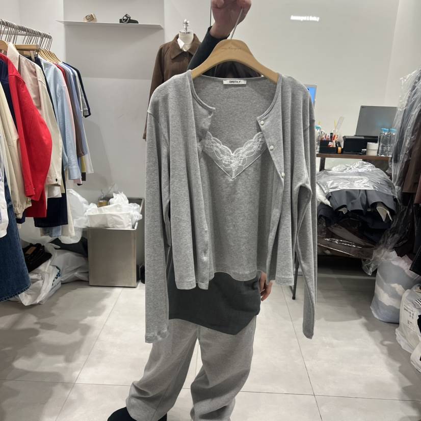 ANN MARGRET東大門代購女士新品時尚長袖T恤假兩件GRETA.Y長袖T恤