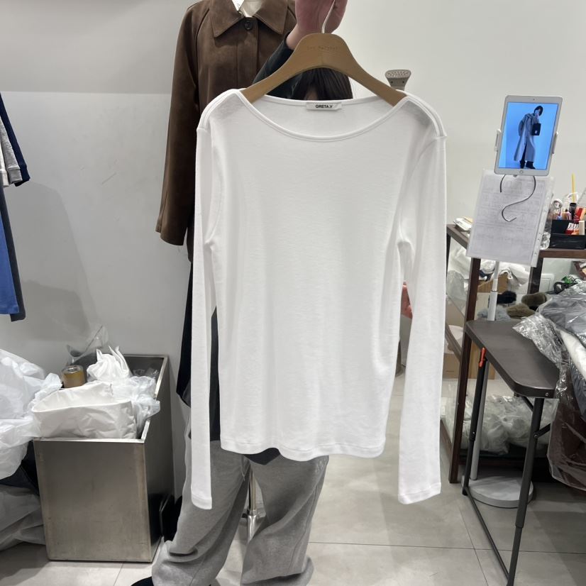 ANN MARGRET東大門實拍女士新款熱賣長袖T恤船領GRETA.Y長袖T恤