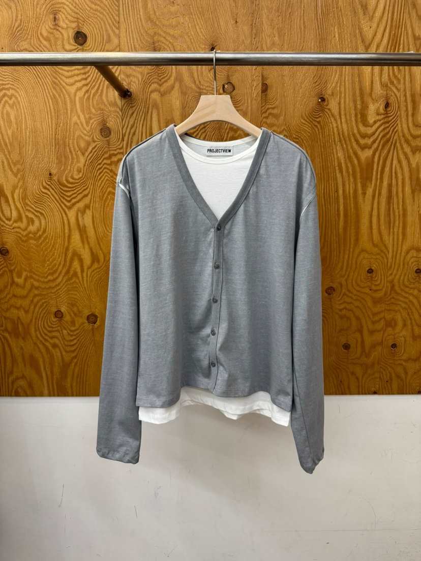 PROJECTVIEW韓國直郵女裝新品推薦長袖T恤假兩件雙排扣開衫PROJECTVIEW長袖T恤