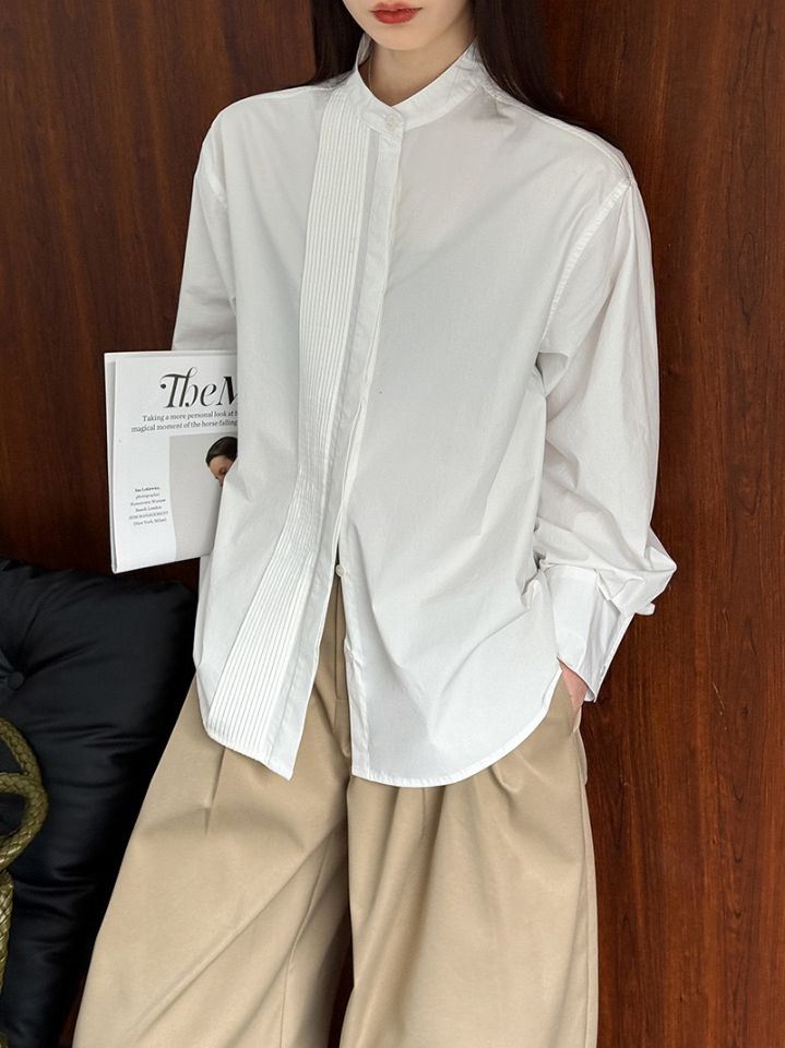 STAY HERE東大門直郵女裝新款職業26春季襯衫蕾絲衫褶裥棉STAY HERE襯衫/蕾絲衫