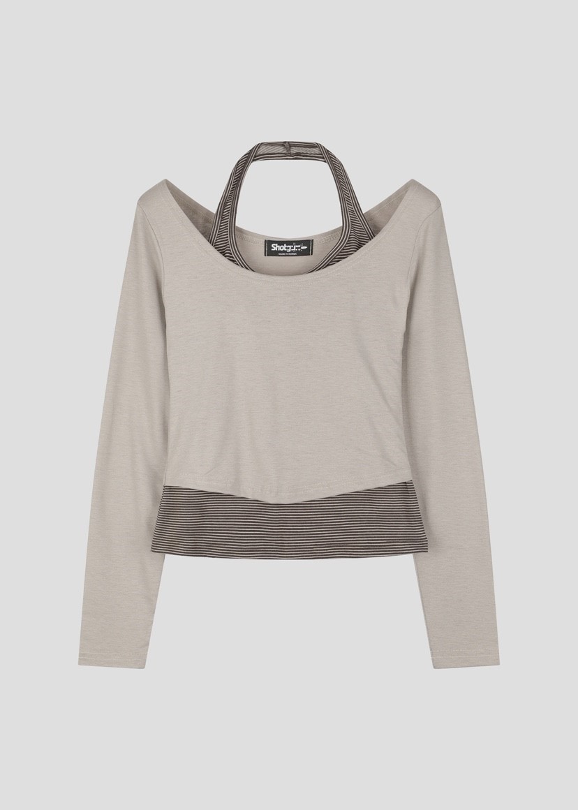 SHOTGUN東大門代購女裝新款時尚休閑推薦真品長袖T恤假兩件SHOTGUN長袖T恤