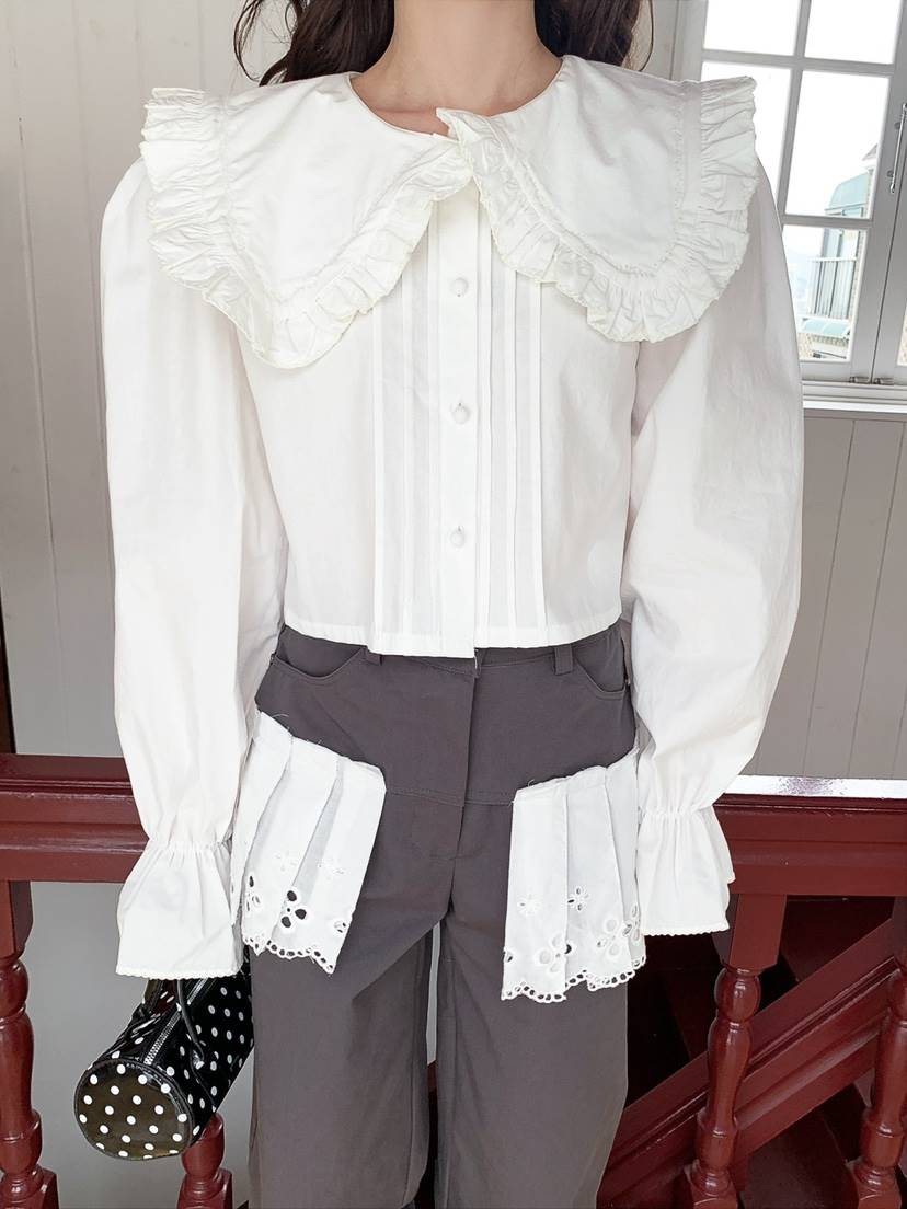 JKICHI韓國代購女裝新品休閑時尚人氣真品襯衫蕾絲衫刺繡JKICHI襯衫/蕾絲衫